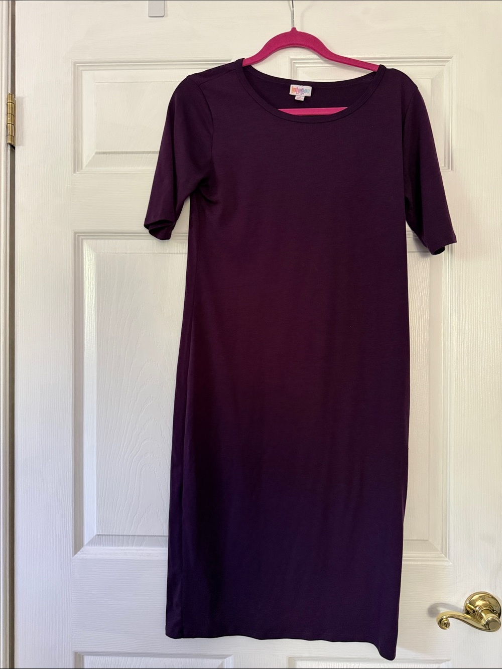 LuLaRoe Plum Midi Dress with Elbow Sleeves